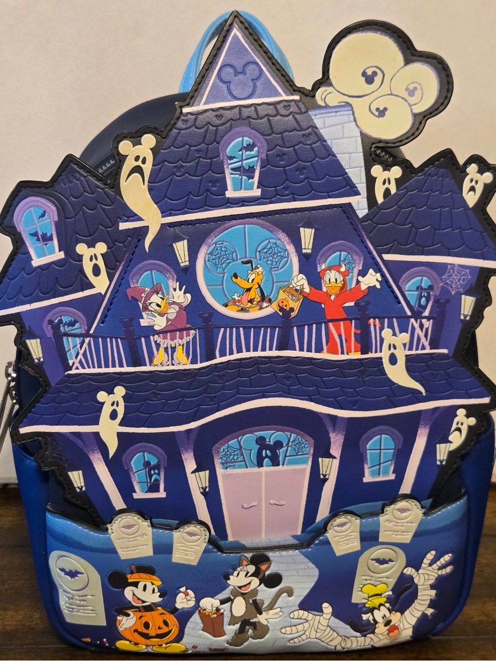 Disney Loungefly Mickey & Friends Blue/Purple Halloween Haunted House Backpack